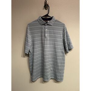 Kjus Mens 52 Large Polo Shirt Performance Stretch Blue Striped